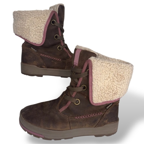 Keen Dry Snowmass Brown Leather Sherpa Low Boots - Picture 2 of 16
